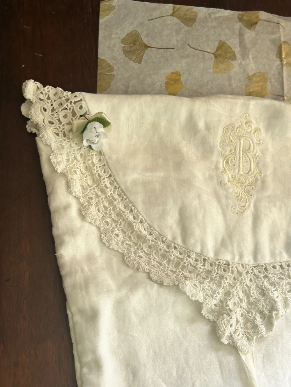 Antique Pillow Cover Monogram B Vintage Bedroom Pillow Cover Daisy 100% Cotton